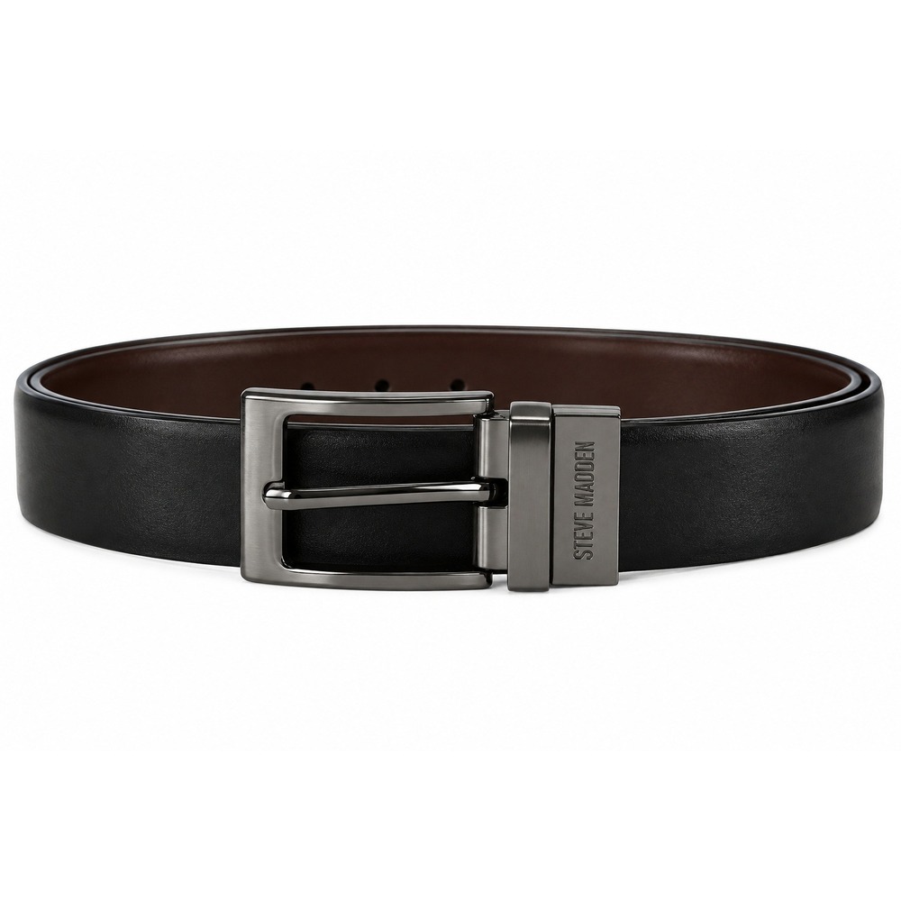 Steve Madden Men's Reversible Black Brown Belt L 38/40 NWT Gunmetal Buckle